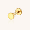 14K Gold Minimalist Flat Disc Labret Stud – Internally Threaded Lip Piercing Jewelry