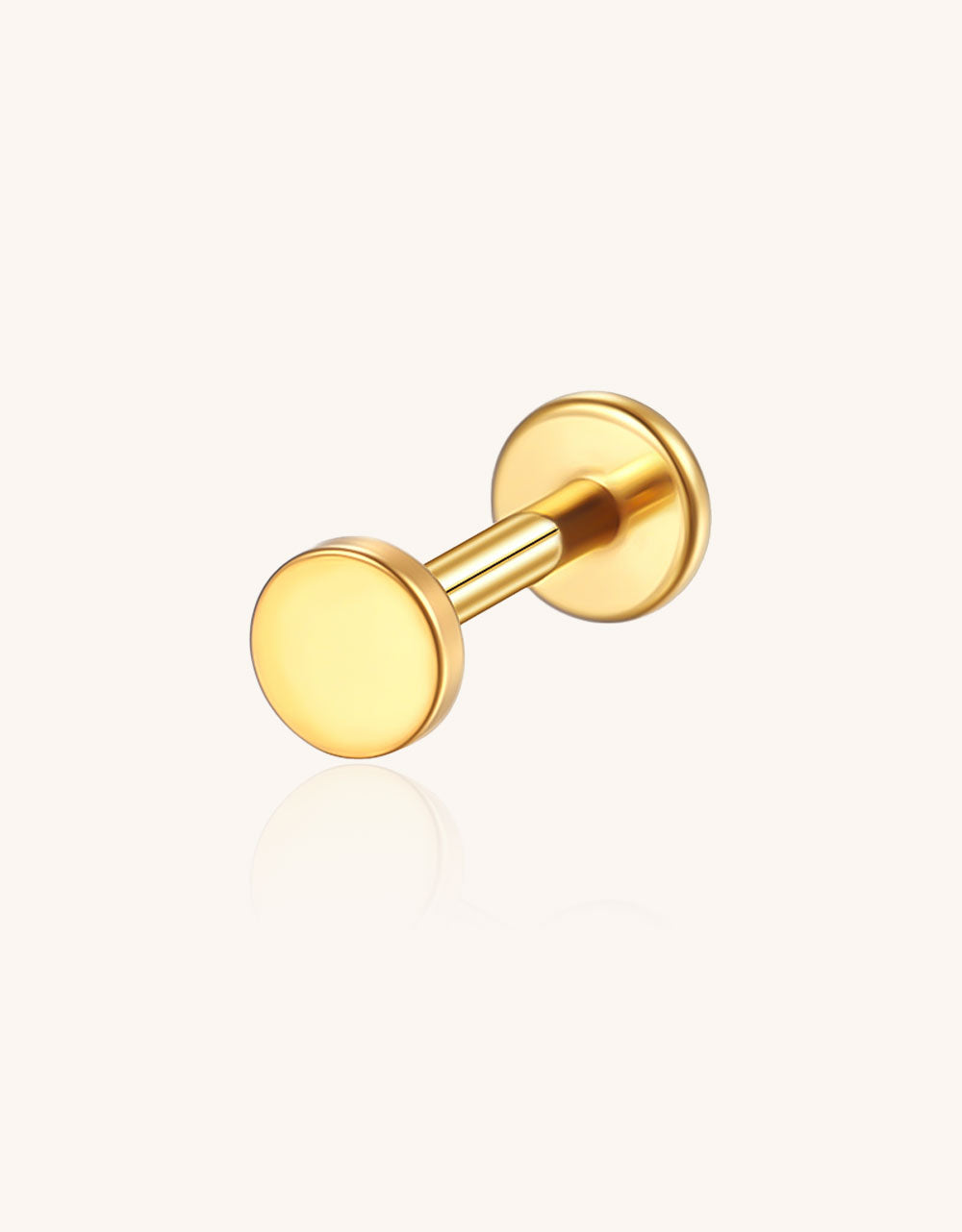 14K Gold Minimalist Flat Disc Labret Stud – Internally Threaded Lip Piercing Jewelry