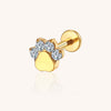 14K Gold Cat Paw Labret Stud with 4 CZ Stones – Internally Threaded Lip Piercing Jewelry