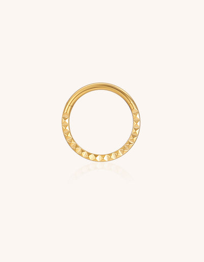 14K Gold Pyramid Pattern Engraved Septum Nose Ring – Luxury Piercing Jewelry