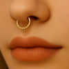 14K Gold Pyramid Pattern Engraved Septum Nose Ring – Luxury Piercing Jewelry