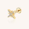 Titanium 8 Point Star Lip Stud 9 CZ Stones, Hypoallergenic 16G Piercing Jewelry