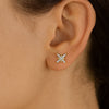 14K Gold Octagram Labret Stud with 9 Pave CZ – Internally Threaded Lip Piercing Jewelry