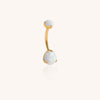 14K Gold Double Pearl Belly Button Ring – Elegant Navel Piercing Jewelry
