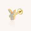 Titanium Bunny CZ Lip Stud 15 White Crystals Hypoallergenic 16G Piercing Jewelry