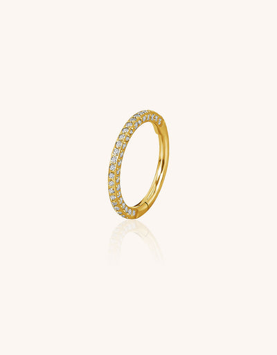 14K Gold 16G Segment Ring – 3 Side CZ Paved Clicker for Helix, Nose & Ear Piercing