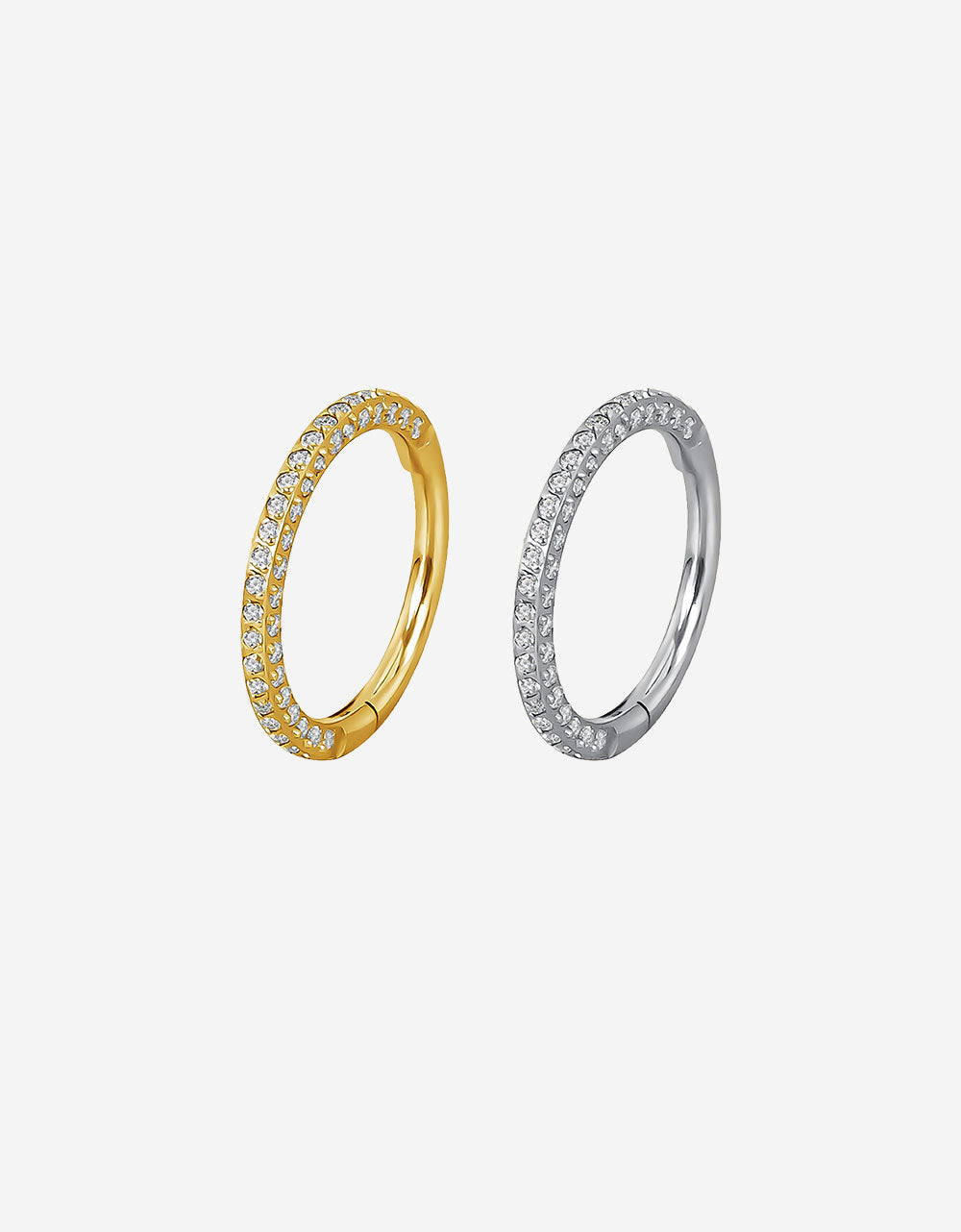 14K Gold 16G Segment Ring – 3 Side CZ Paved Clicker for Helix, Nose & Ear Piercing