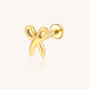 14K Gold Minimalist 3D Scissors Labret Stud – Internally Threaded Lip Piercing Jewelry