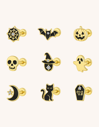 Titanium Lab Diamond Halloween Belly Button Ring – Spooky Sparkly Navel Piercing Jewelry