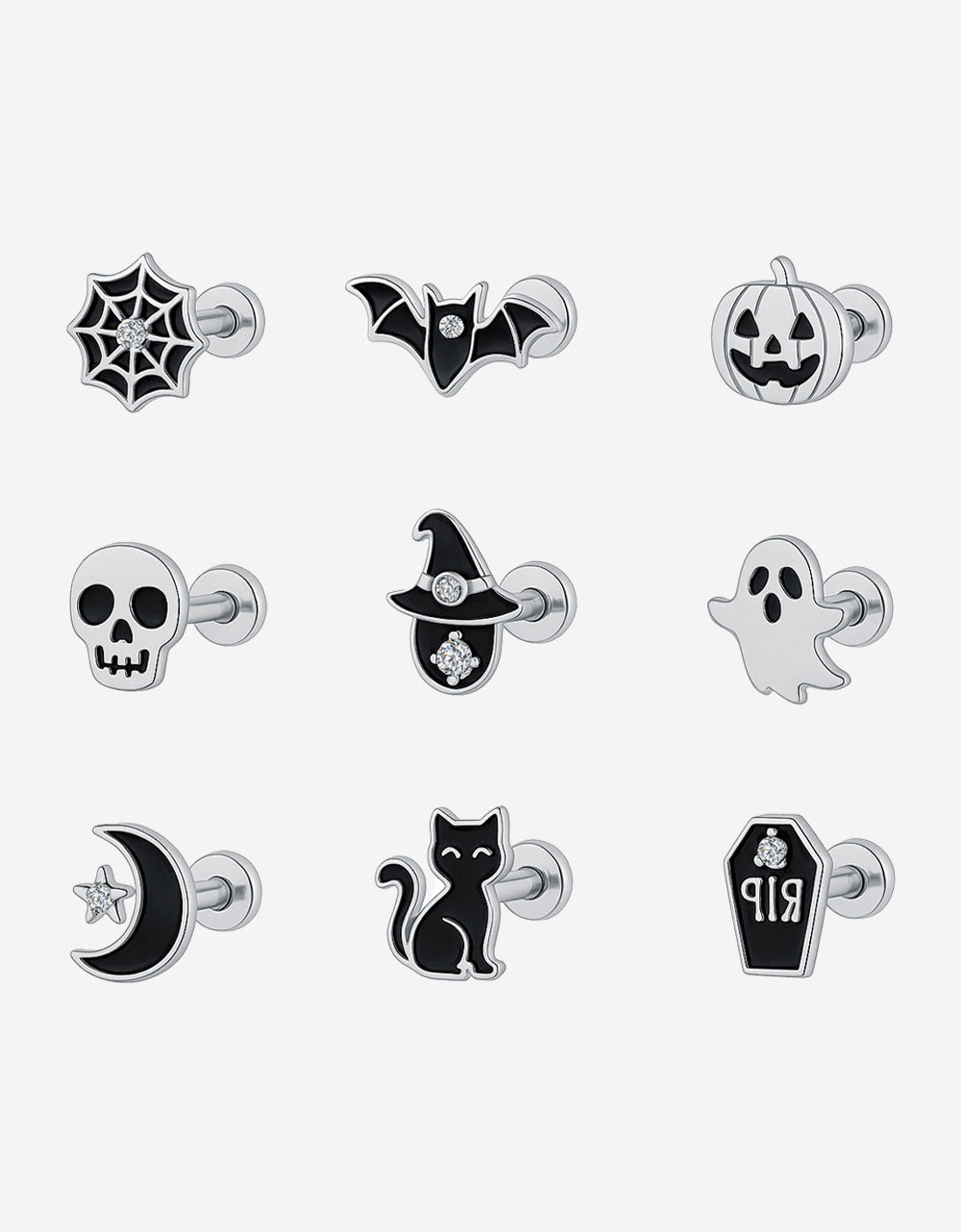 Titanium Lab Diamond Halloween Belly Button Ring – Spooky Sparkly Navel Piercing Jewelry
