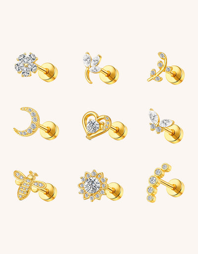 316L Stainless Steel Piercing Jewelry – Multi-Color Lab Diamond for Ear, Nose & Lip