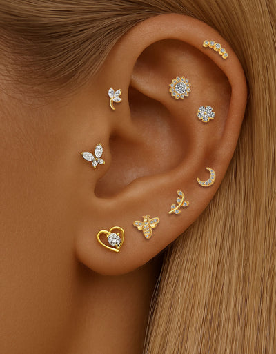 316L Stainless Steel Piercing Jewelry – Multi-Color Lab Diamond for Ear, Nose & Lip
