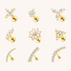 316L Stainless Steel Clover & Marquise Piercing – Multi-Color Lab Diamond for Ear, Nose & Lip