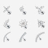 316L Stainless Steel Clover & Marquise Piercing – Multi-Color Lab Diamond for Ear, Nose & Lip