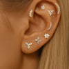 316L Stainless Steel Clover & Marquise Piercing – Multi-Color Lab Diamond for Ear, Nose & Lip