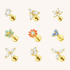 316L Stainless Steel Piercing Jewelry – Natural Diamond Flowers & Stars for Ear, Nose & Lip