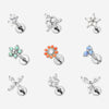 316L Stainless Steel Piercing Jewelry – Natural Diamond Flowers & Stars for Ear, Nose & Lip