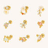 316L Stainless Steel Piercing Jewelry – Natural Gemstone Flower, Fish, Heart & Path Design