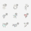 316L Stainless Steel Piercing Jewelry – Natural Gemstone Flower, Fish, Heart & Path Design