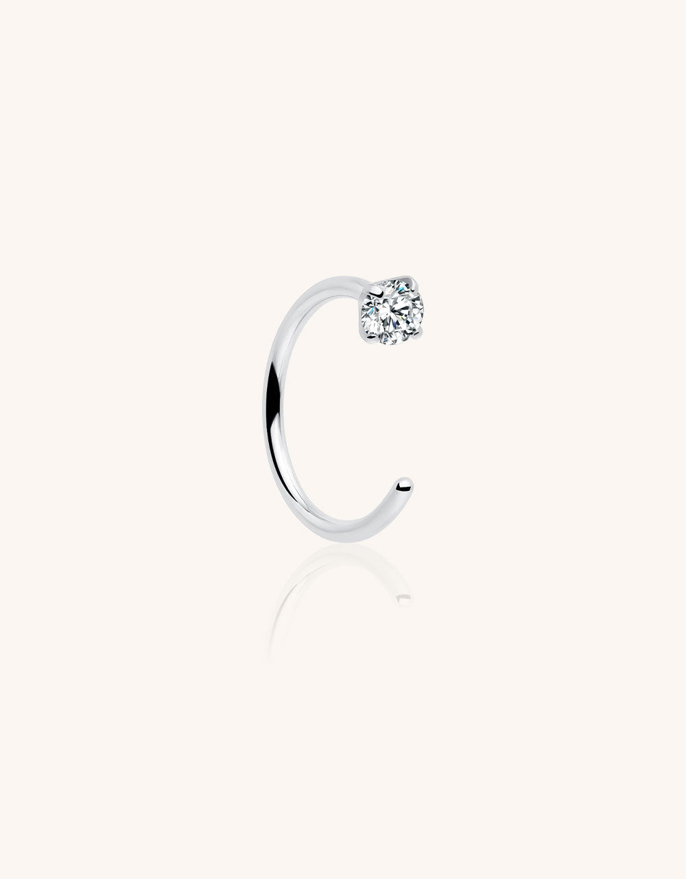 Lab-Grown Diamond C-Shaped Nose Stud – Titanium Piercing Jewelry