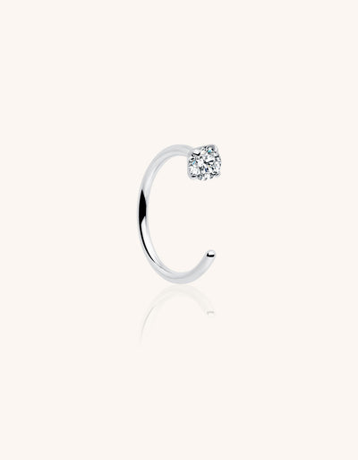 Lab-Grown Diamond C-Shaped Nose Stud – Titanium Piercing Jewelry