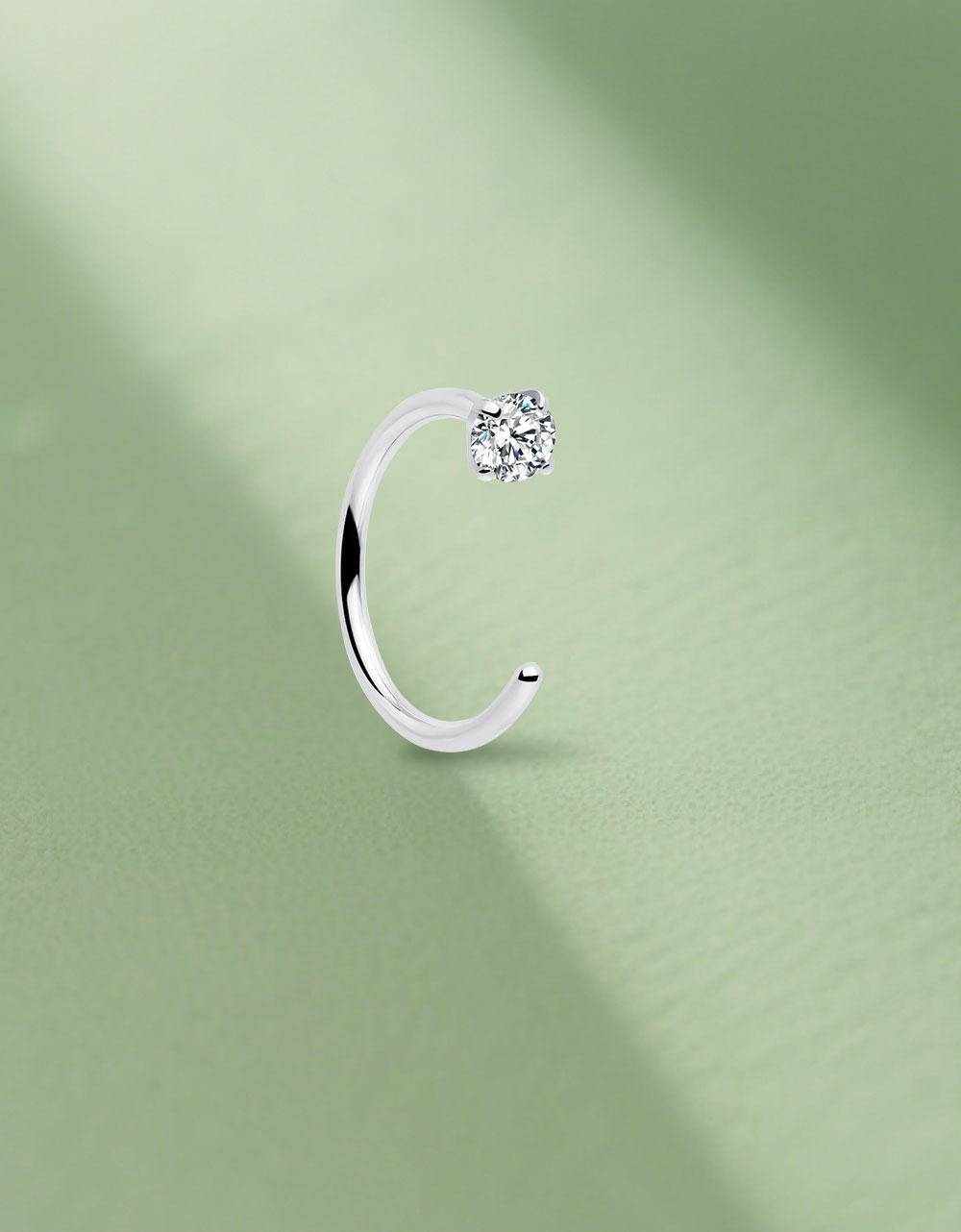 Lab-Grown Diamond C-Shaped Nose Stud – Titanium Piercing Jewelry