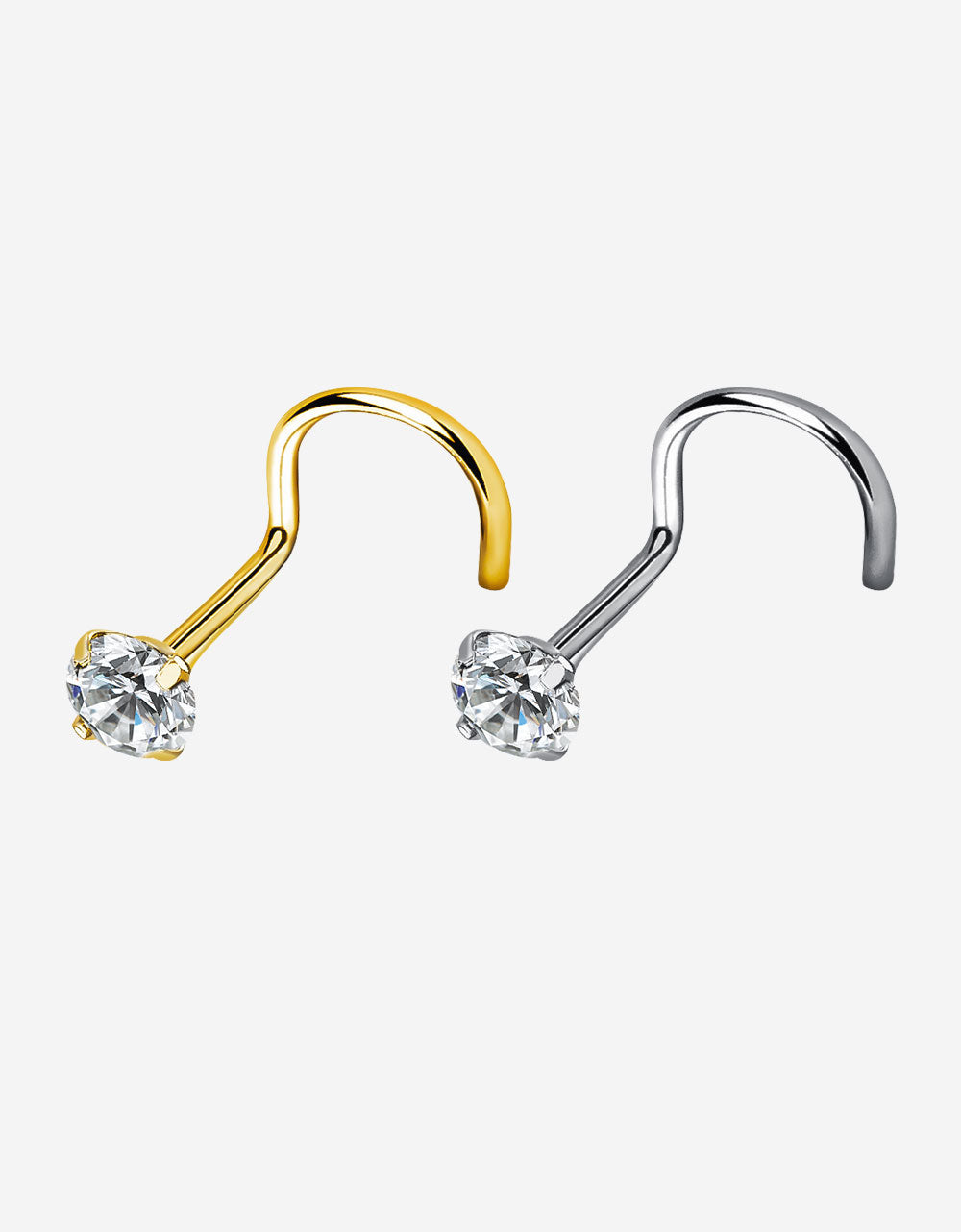 Hottime Titanium Nose Studs – 8G/20G | Lab-Grown Diamond Prong Screw Nostril Piercing Jewelry (1.5mm–3mm)
