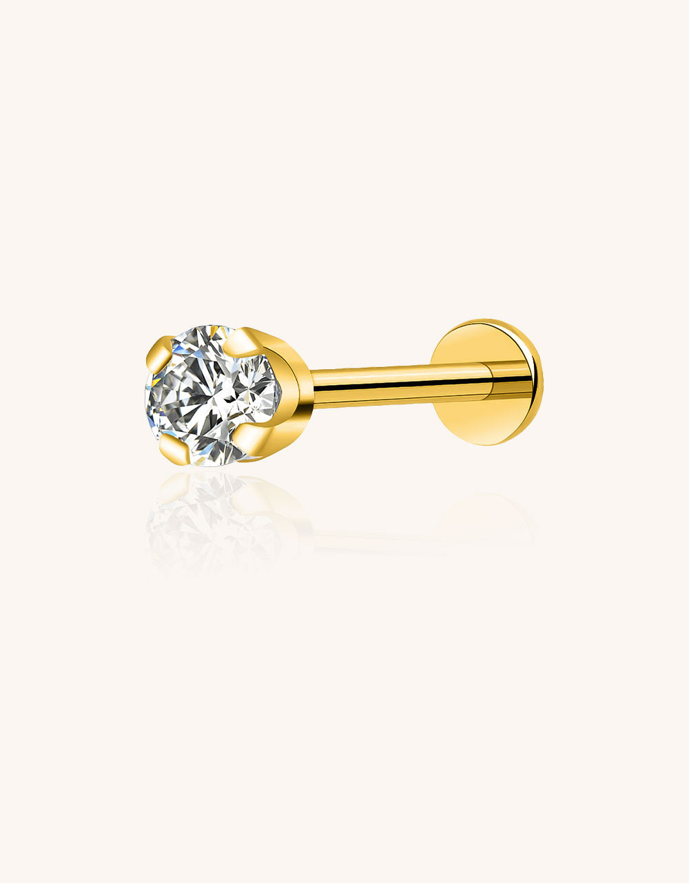 Lab-Grown Diamond Titanium Labret — Internally Threaded Flat-Back