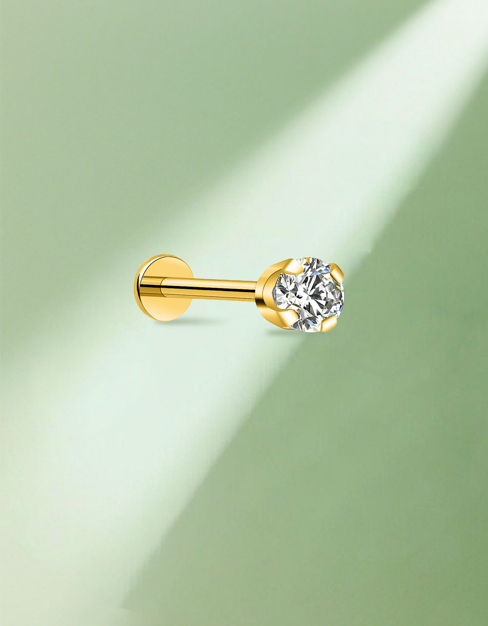 Lab-Grown Diamond Titanium Labret — Internally Threaded Flat-Back