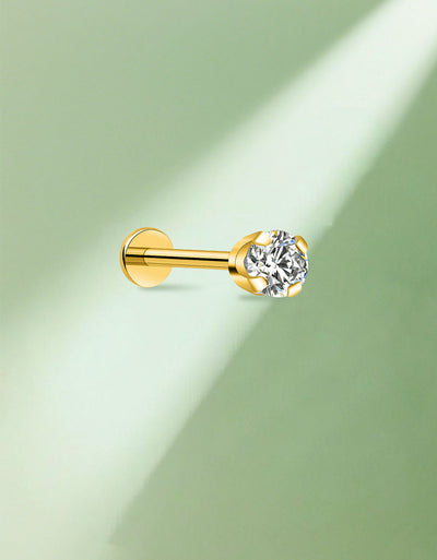 Lab-Grown Diamond Titanium Labret — Internally Threaded Flat-Back
