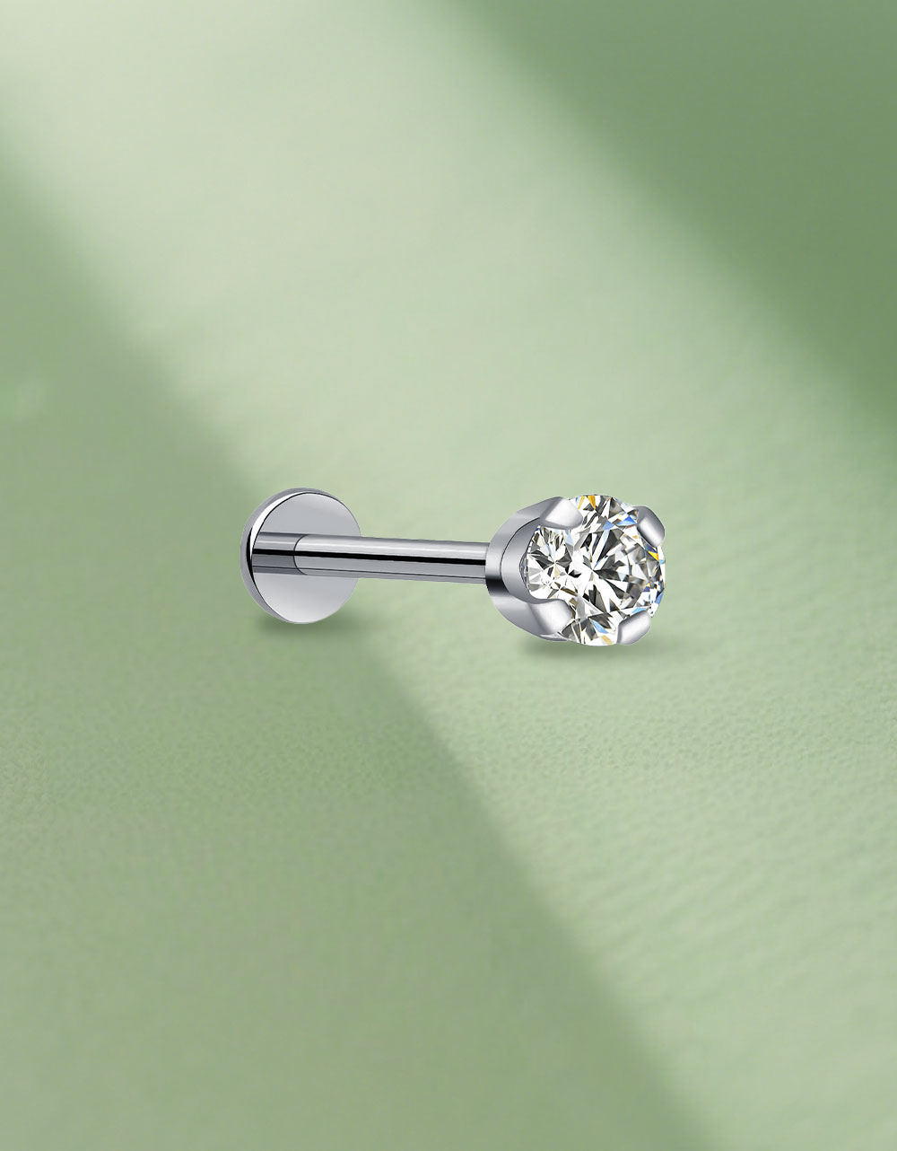 Lab-Grown Diamond Titanium Labret — Internally Threaded Flat-Back