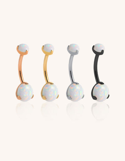 14K Gold Double Pearl Belly Button Ring – Elegant Navel Piercing Jewelry