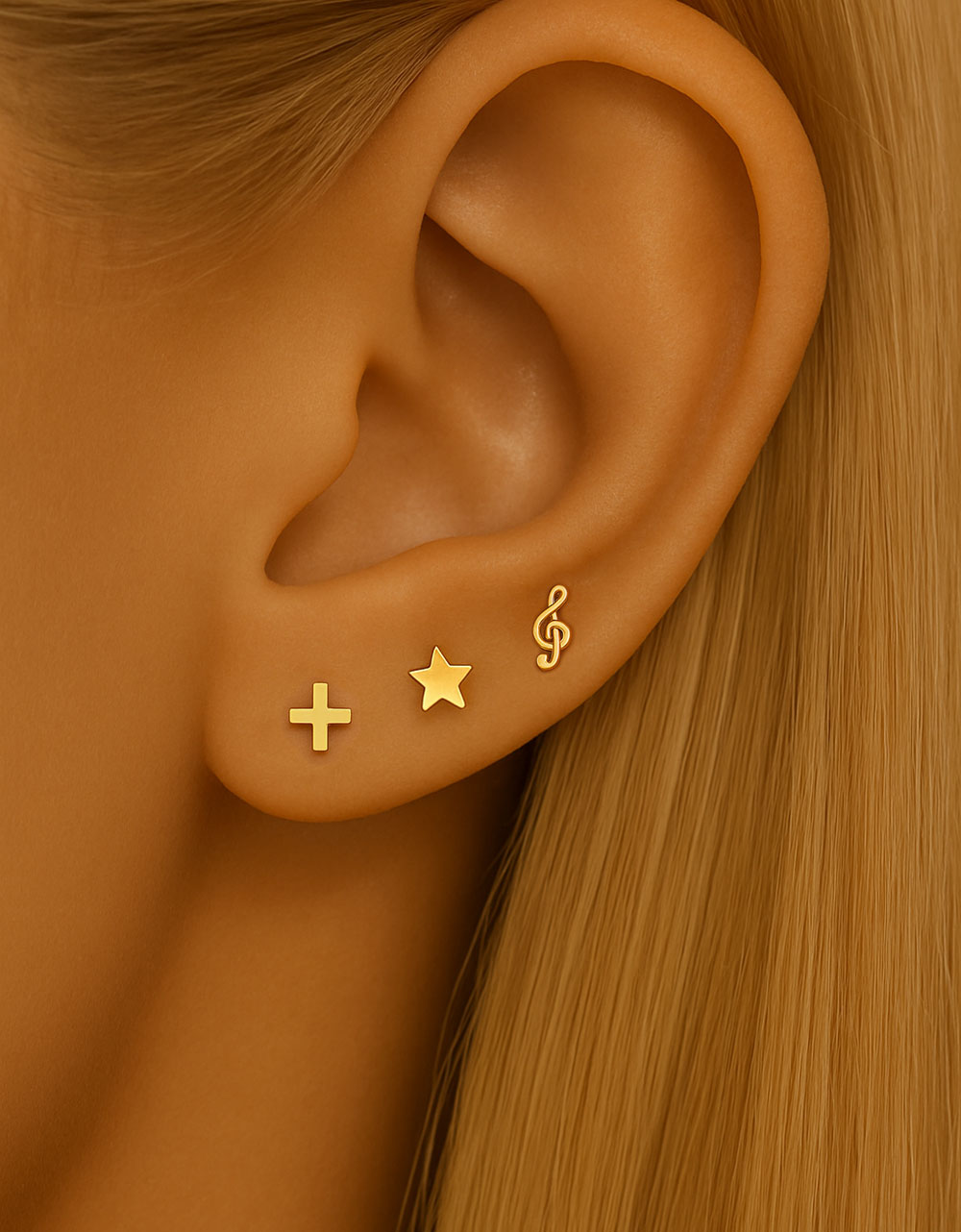 14K Solid Gold Minimalist Piercing Stud Dainty Helix/Cartilage Earring