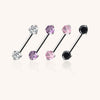 Threadless Titanium Nipple Barbell–Prong Set CZ Ends | Push-In Style Body Piercing Jewelry