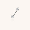 Threadless Titanium Nipple Barbell–Prong Set CZ Ends | Push-In Style Body Piercing Jewelry