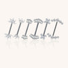 Modern Titanium Threadless Nipple Ring with 5 CNC-Set CZ