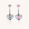 F136 Titanium Heart CZ Dangle Belly Button Ring – Hypoallergenic Navel Jewelry