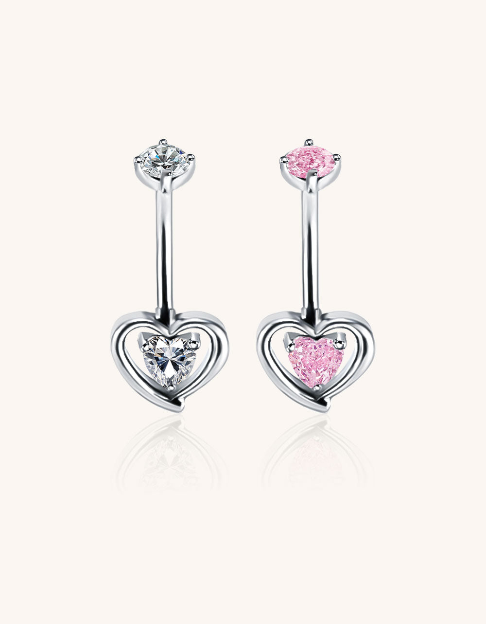 F136 Titanium Heart CZ Dangle Belly Button Ring – Hypoallergenic Navel Jewelry
