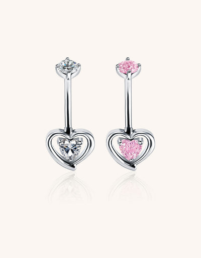 F136 Titanium Heart CZ Dangle Belly Button Ring – Hypoallergenic Navel Jewelry