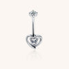 F136 Titanium Heart CZ Dangle Belly Button Ring – Hypoallergenic Navel Jewelry