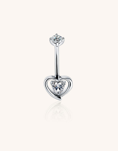 F136 Titanium Heart CZ Dangle Belly Button Ring – Hypoallergenic Navel Jewelry