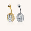 Gold F136 Titanium Belly Button Ring–Rectangle CZ Dangle,Hypoallergenic Navel Piercing Jewelry