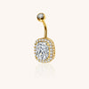 Gold F136 Titanium Belly Button Ring–Rectangle CZ Dangle,Hypoallergenic Navel Piercing Jewelry