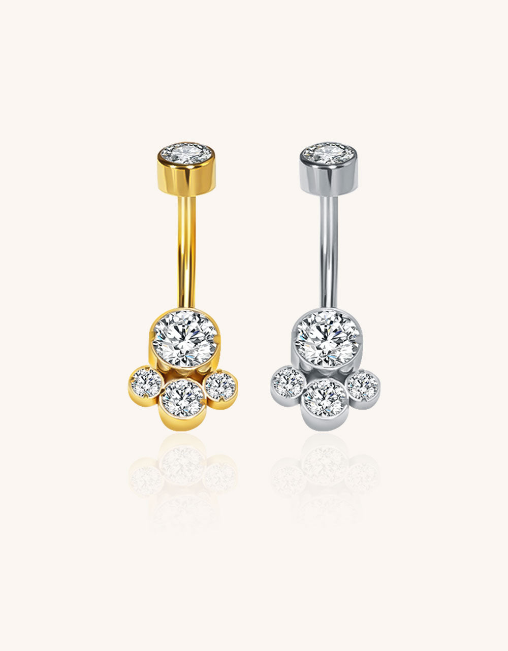 Gold F136 Titanium Cat Paw CZ Dangle Belly Button Ring – Hypoallergenic Navel Jewelry