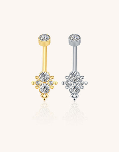 F136 Titanium Threadless Belly Ring – Internally Threaded, 5A Clear CZ Navel Jewelry