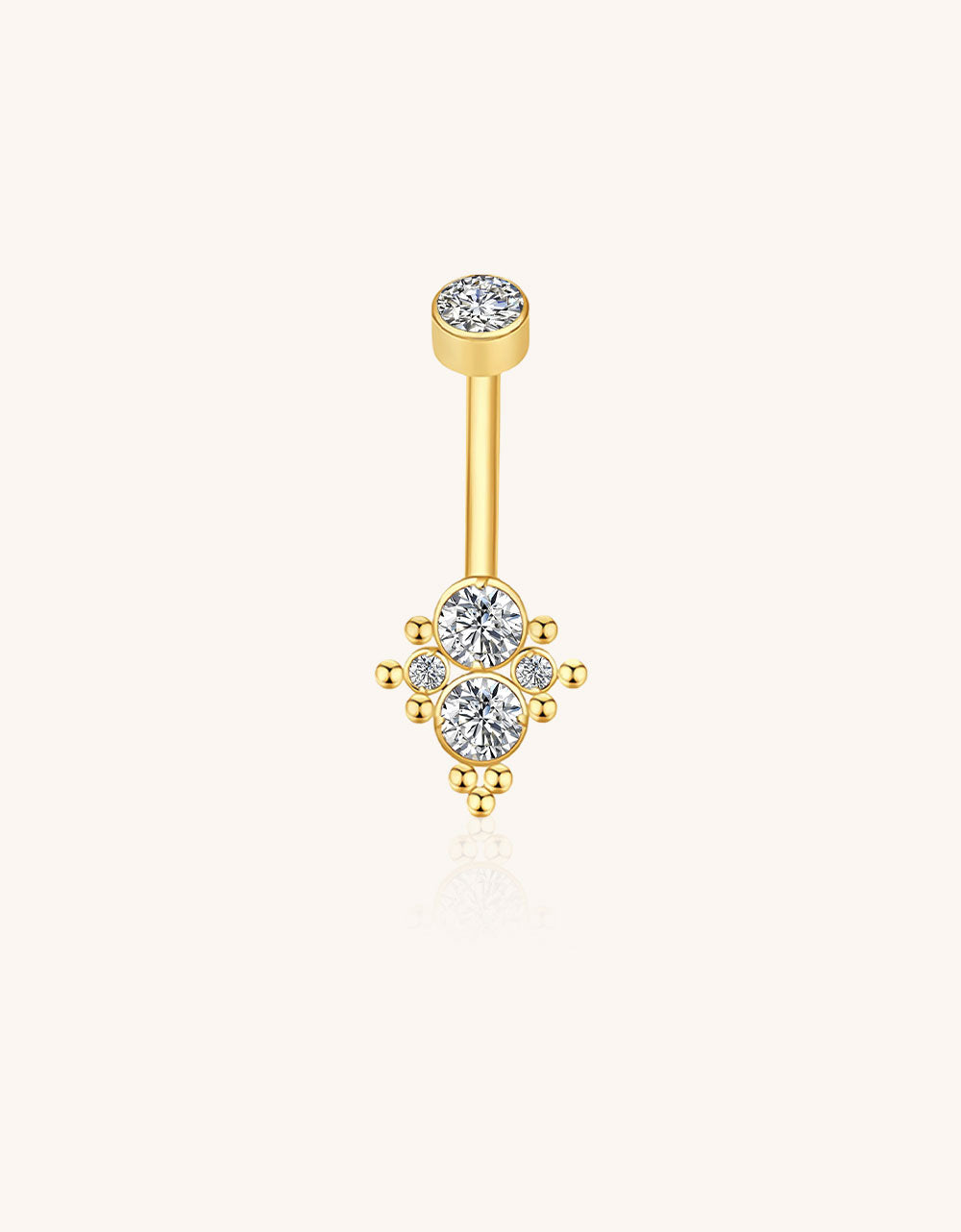 F136 Titanium Threadless Belly Ring – Internally Threaded, 5A Clear CZ Navel Jewelry