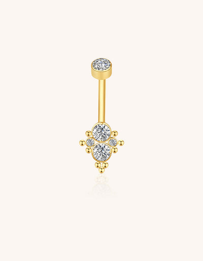 F136 Titanium Threadless Belly Ring – Internally Threaded, 5A Clear CZ Navel Jewelry