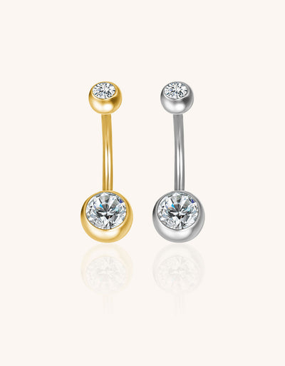 14G CZ Belly Button Ring – Sparkling Navel Piercing Jewelry