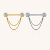 Double CZ End Nipple Stud with Chain – Stylish Body Piercing Jewelry