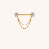 Double CZ End Nipple Stud with Chain – Stylish Body Piercing Jewelry